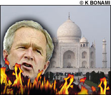NOWHERE TO HIDE: Plans for Bush to address the Indian parliament had to be abandoned when it became clear that substantial numbers of MPs would heckle him.